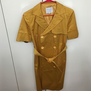 mustard yellow short sleeve trench coat