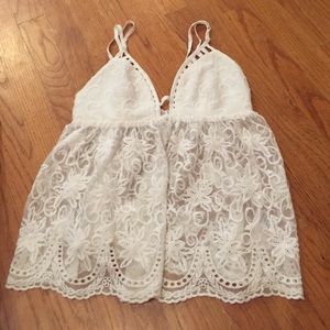 LF white lace baby doll top
