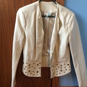 Tan Leather jacket with gold