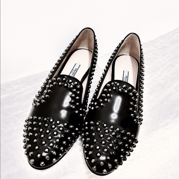 PRADA STUD-EMBELLISHED LOAFERS - Picture 3 of 4