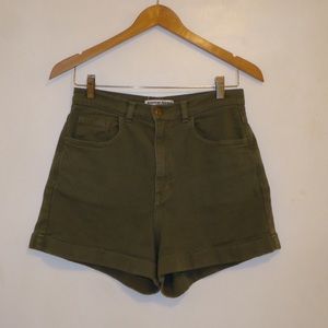 Stretch Bull Denim High-Waisted Cuff Short