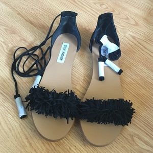 STEVE MADDEN Sweetyy Black Sued Flats