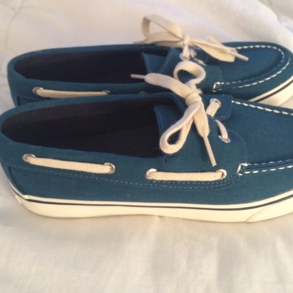Canvas Sperry Boat Shoes in Dark Teal - Picture 2 of 3
