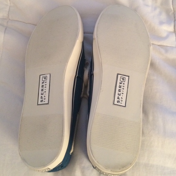 Canvas Sperry Boat Shoes in Dark Teal - Picture 3 of 3