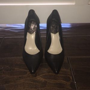 black leather pump