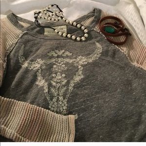 Free People dolman skull shirt