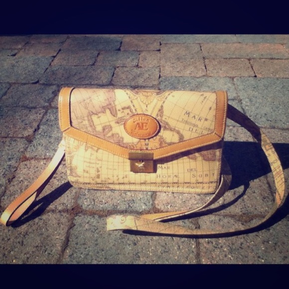 Allan Edward Map Print Crossbody Satchel Bag