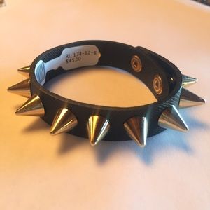 NWT Black bracelet with gold spikes