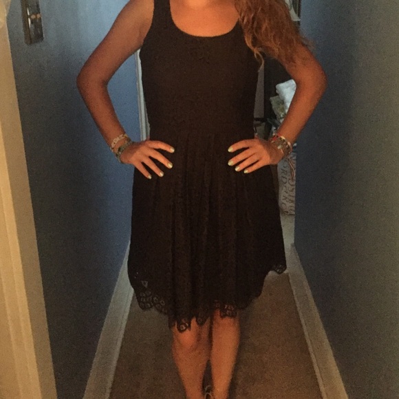 J Crew Lace Scalloped Navy Dress