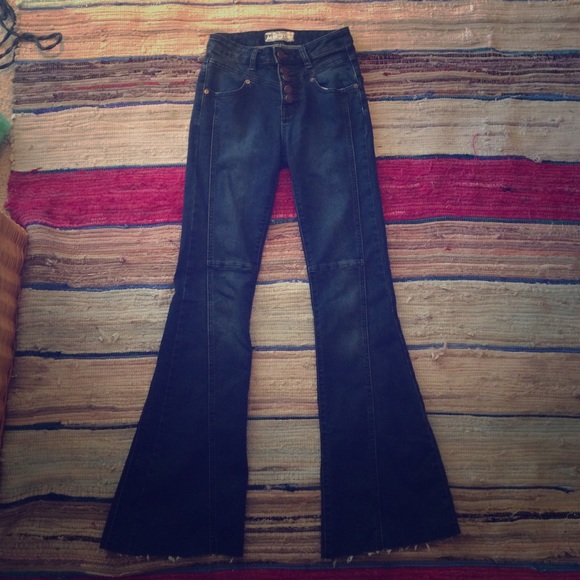 High rise denim flare jeans