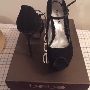 Black suede BeBe heels