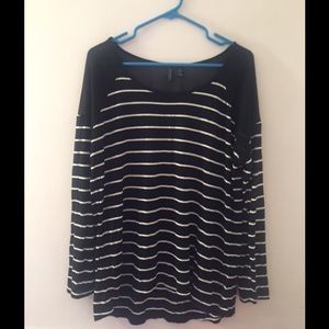 Cynthia Rowley black and white striped shirt