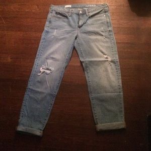 Light wash, distressed jeans