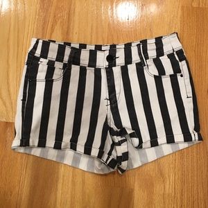 Black and White Striped Shorts