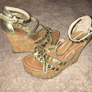 Bakers studded and rhinestone embellished wedges.