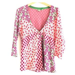 Patchwork Floral V-Neck Cardigan
