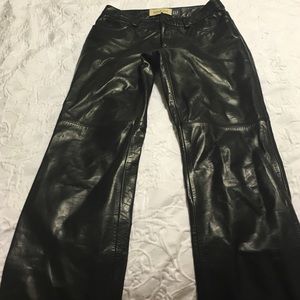 Black boot cut 100% leather pants size 2