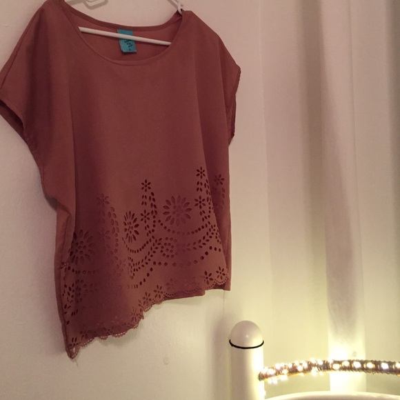 Dark Dusty Pink Blouse with Laser Cut Detailing