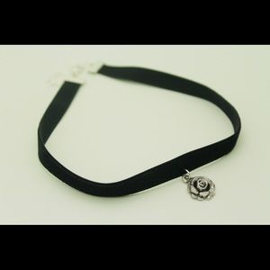 FINAL ROSE Black Velvet Choker with Rose Charm