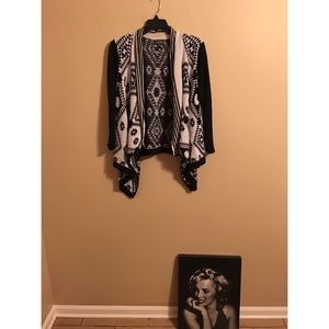 Plus Size White & Black Cardigan.
