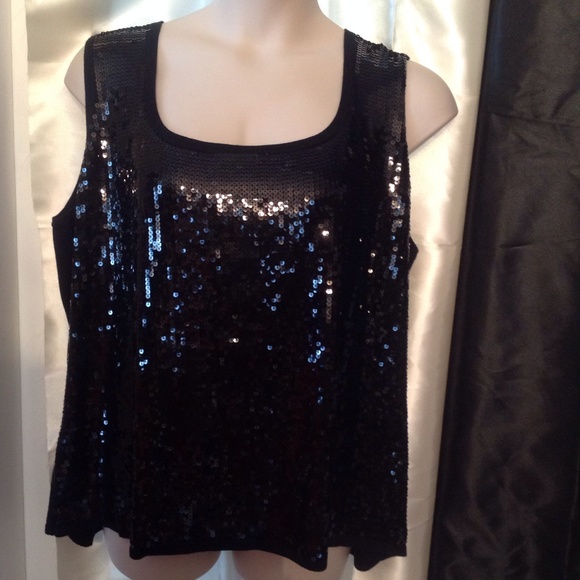 NWT dressy black sequin knit tank