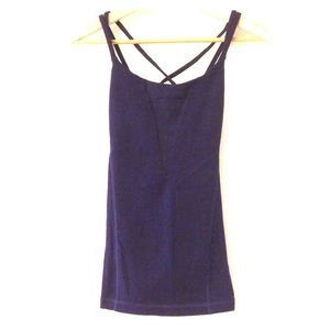 Purple Lululemon tank with mesh panels in the back
