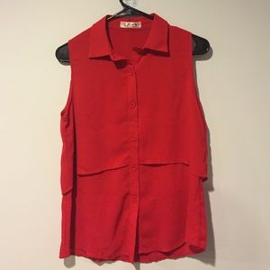 (SOLD) Layered Chiffon Linen Sleeveless Blouse