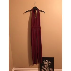 Plus Size Red Halter Jumpsuit.