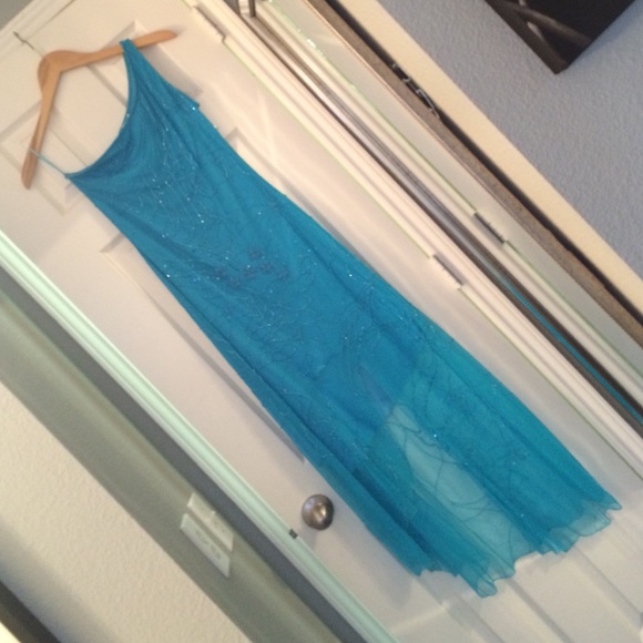 Cache Turquoise Beaded Dress