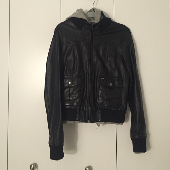 OBEY mixed Leather jacket with hoodie