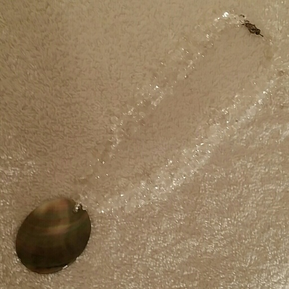 Glass Beaded Necklace with Shell Medallion