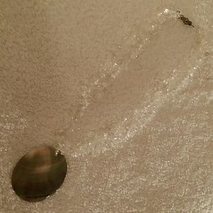 Glass Beaded Necklace with Shell Medallion