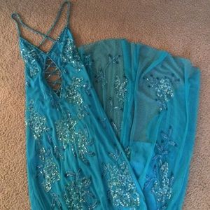 Attitudes By Debra Prom Dress-Turquoise Beaded