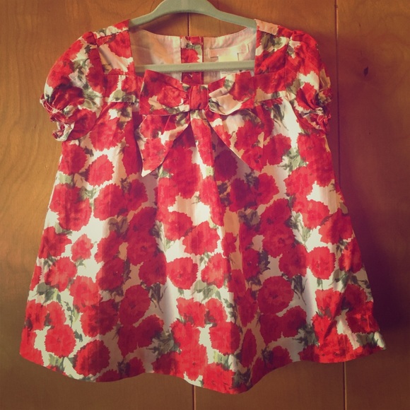 ❌SOLD❌Janie and Jack Red Floral Blouse - Picture 1 of 4