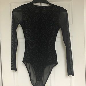 Black H&M Damask Mesh Body Suit.