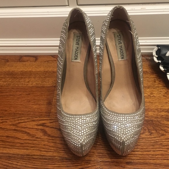 Steve Madden crystal platform heels