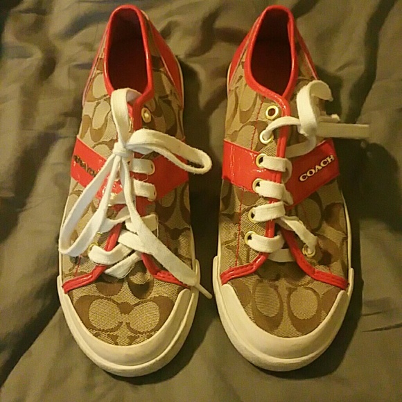 Coach red/orange sneakers