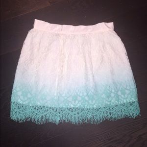 NEW white blue ombré lace skirt size small