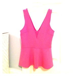 Express neon pink peplum xs top NWT