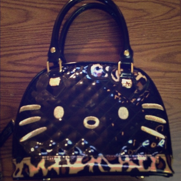 Leopard Faux Leather Hello Kitty Mini Bowling Bag