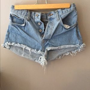 Light Wash Button Up Shorts