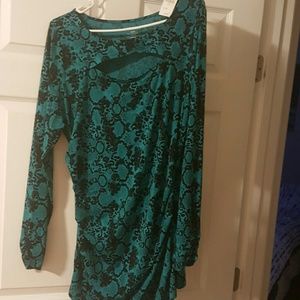 Lane bryant teal snake skin pattern shirt