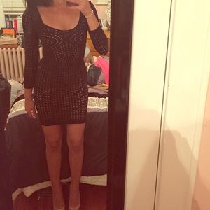 BEBE black&nude bodycon dress
