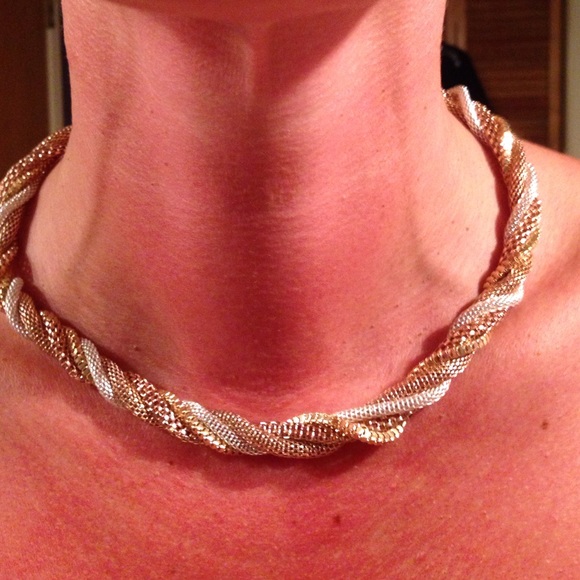 Braided choker type necklace