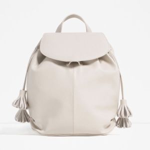 ZARA white tassel backpack