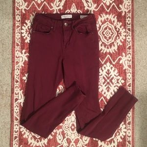 Bullhead High-Rise Burgundy Skinny Jeans