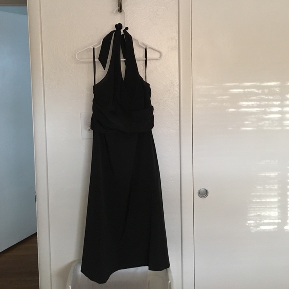 Black halter cocktail dress