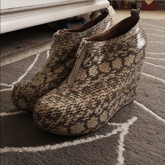 Ivory snake skin Jeffrey Campbell wedges