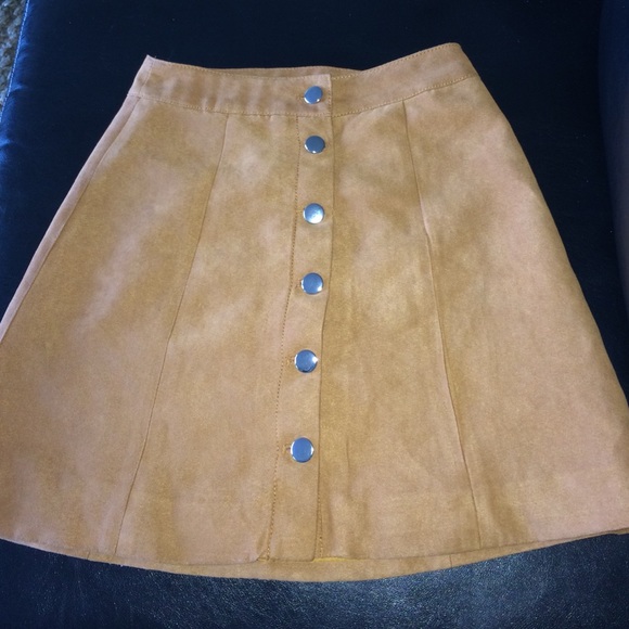 Brown suede button up skirt
