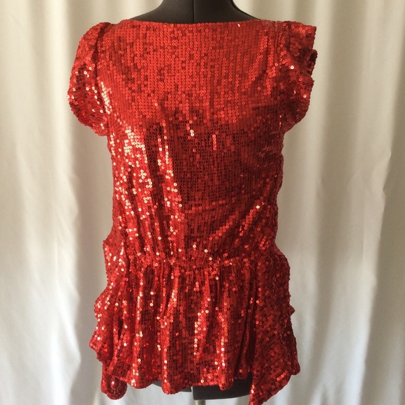 Free people disco red sequin  top xs